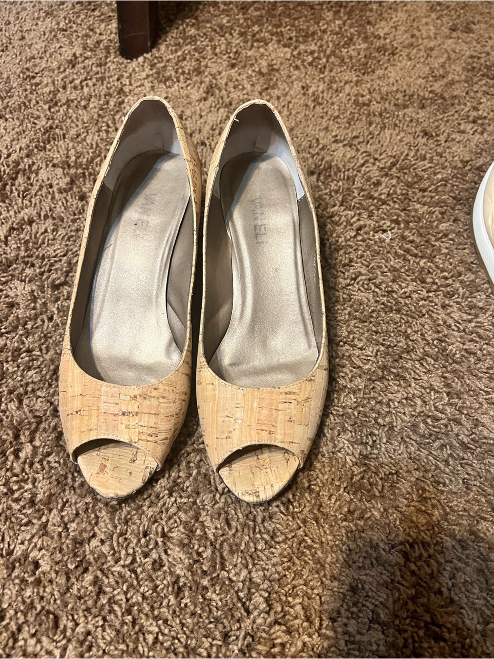 Vaneli Natural Cork Peep-Toe Heels